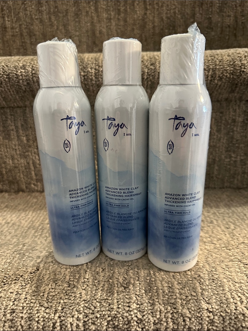 Lot of 3 Taya I Am Amazon White Clay thickening hairspray